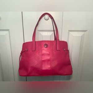 Coach perforated leather carryall watermelon pink